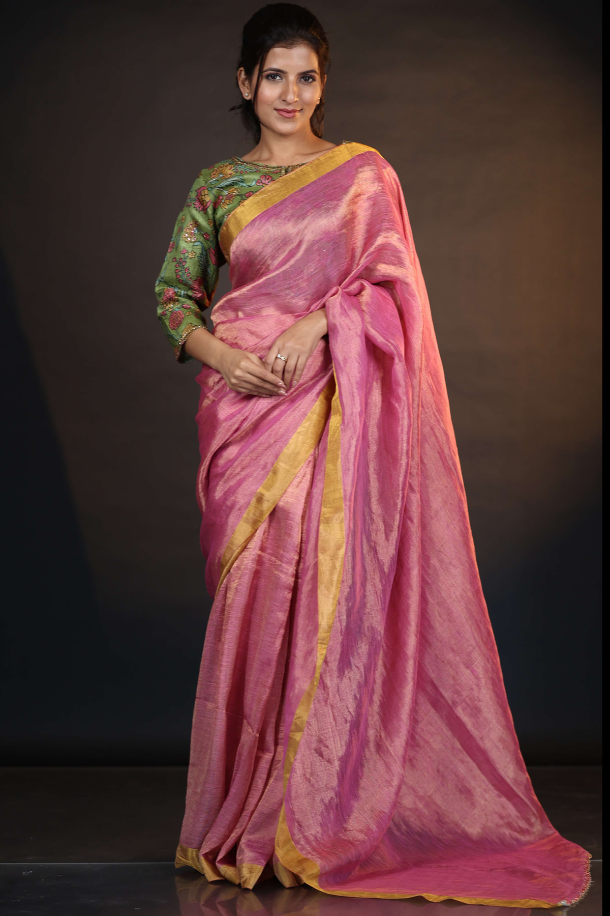 PINK TISSUE SAREE
