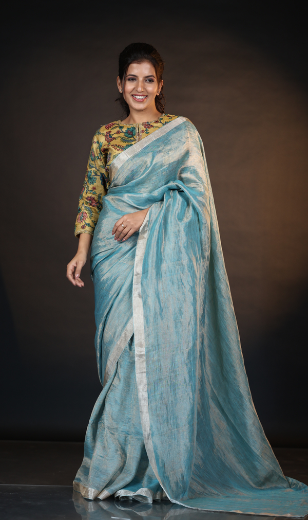 ICE BLUE SILVER SAREE