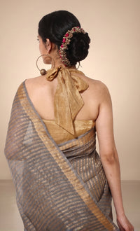 GOLD TISSUE HALTER BLOUSE