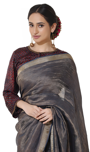 BLUE AND RED AJRAKH BLOUSE