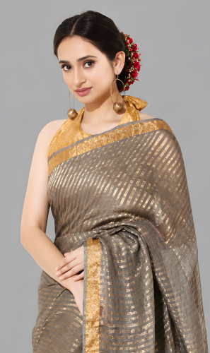 GOLD TISSUE HALTER BLOUSE