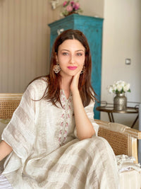 LINEN SILVER STRIPE KAFTAN