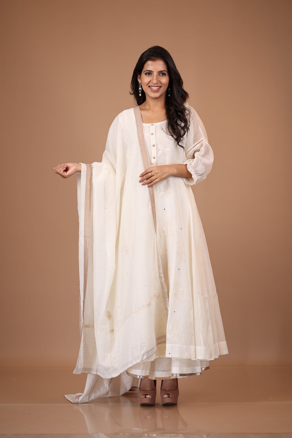 ROSE CHANDERI KALIDAR SET