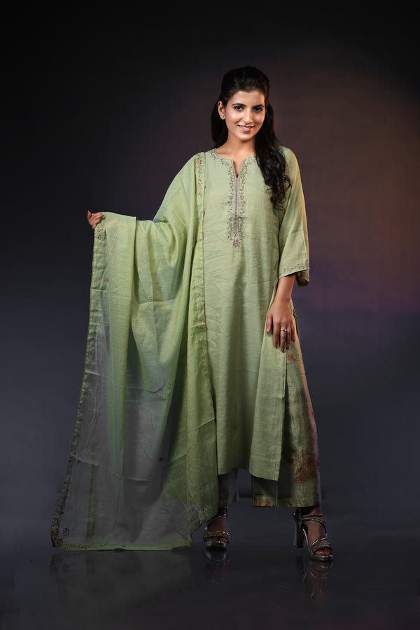GREEN SET ORGANZA PLAZZO