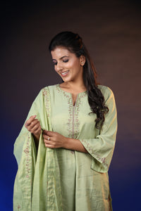 GREEN SET ORGANZA PLAZZO