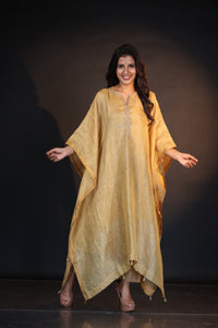 GOLD TISSUE KAFTAN WITH STRIPES
