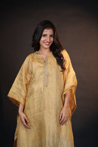 GOLD TISSUE KAFTAN WITH STRIPES