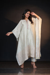 SILVER TISSUE KAFTAN WITHOUT STRIPES