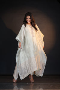 SILVER TISSUE KAFTAN WITHOUT STRIPES