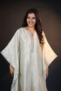 SILVER TISSUE KAFTAN WITHOUT STRIPES