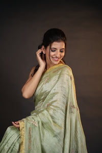 LIME GREEN TUBEROSE SAREE