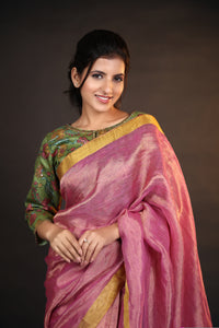 PINK TISSUE SAREE
