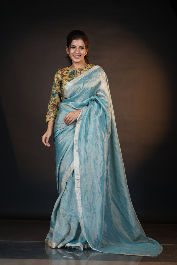 ICE BLUE SILVER SAREE