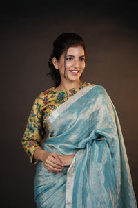 ICE BLUE SILVER SAREE