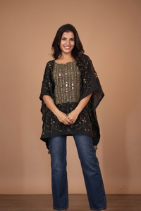 BLACK SHORT KAFTAN TOP--