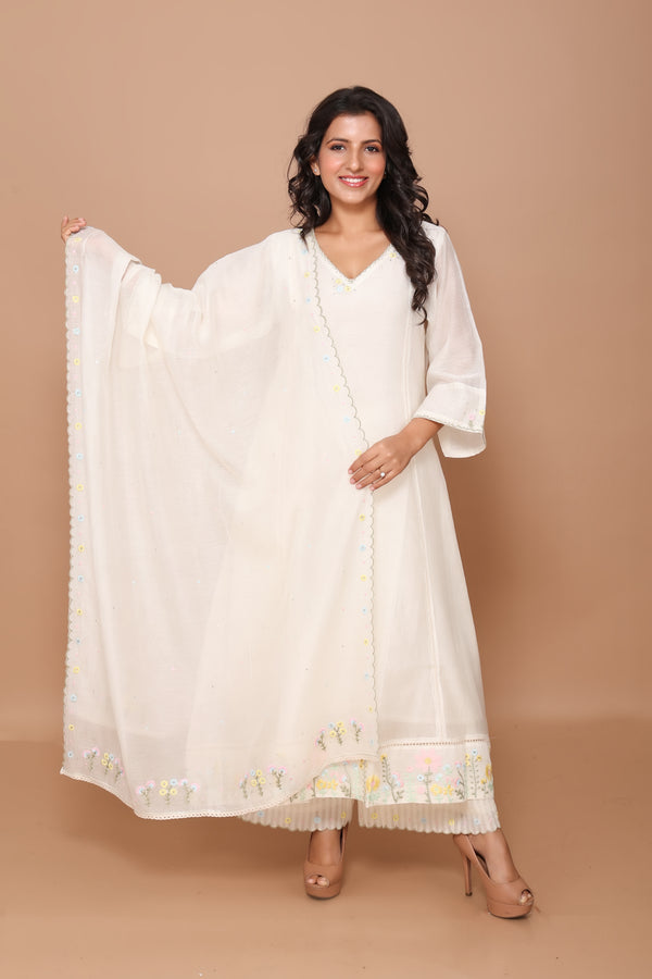 Ivory Suit Embroidered Borders
