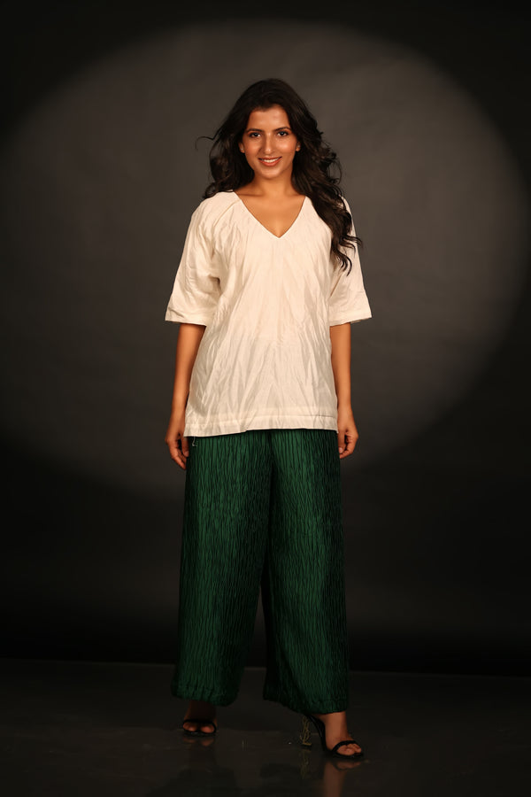 CRUSH CHANDERI IVORY TOP