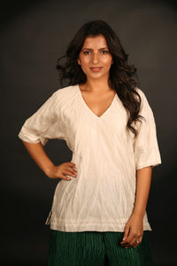 CRUSH CHANDERI IVORY TOP