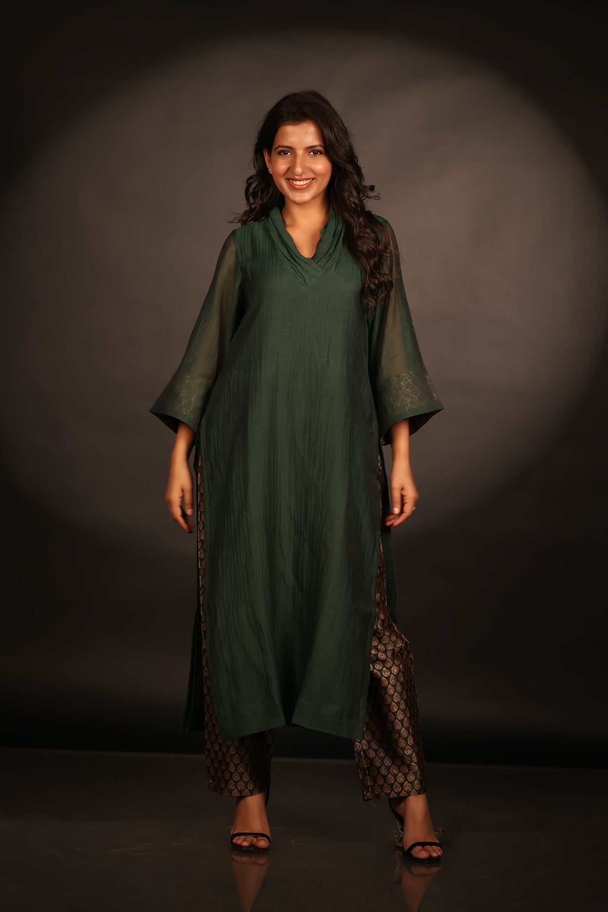 EMERALD GREEN BROCADE SET