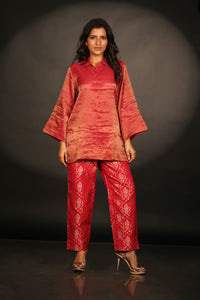PINK KURTI BROCADE PANTS