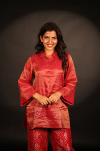 PINK KURTI BROCADE PANTS