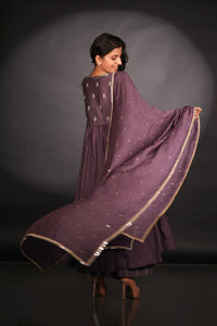 FLOWING PURPLE CHANDERI SET