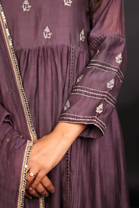 FLOWING PURPLE CHANDERI SET