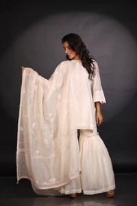 IVORY CUTWORK CHANDERI SET