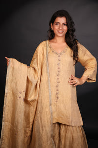 GOLD TISSUE SHARARA SET