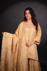 GOLD TISSUE SHARARA SET