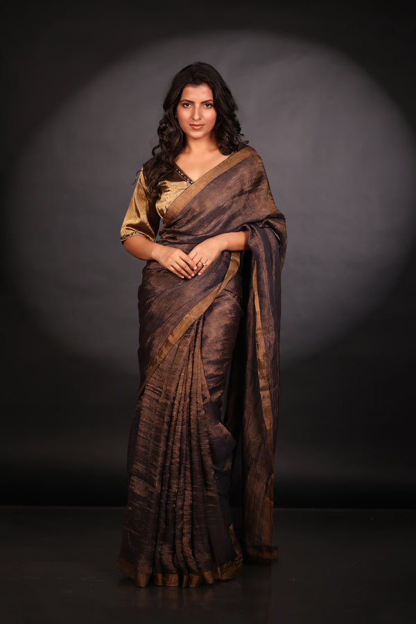 ANTIQUE GOLD TISSUE  HAND WOVEN SAREE