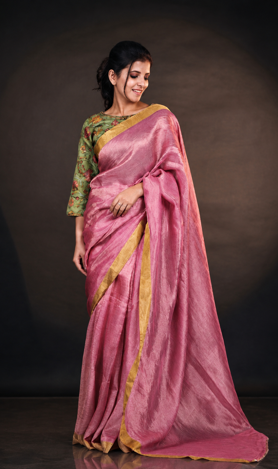 PINK TISSUE SAREE