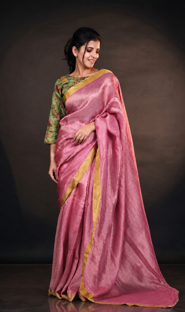 PINK TISSUE SAREE