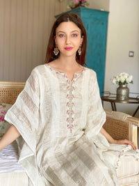 LINEN SILVER STRIPE KAFTAN