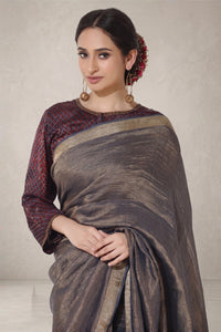 DARK BLUE TISSUE SAREE